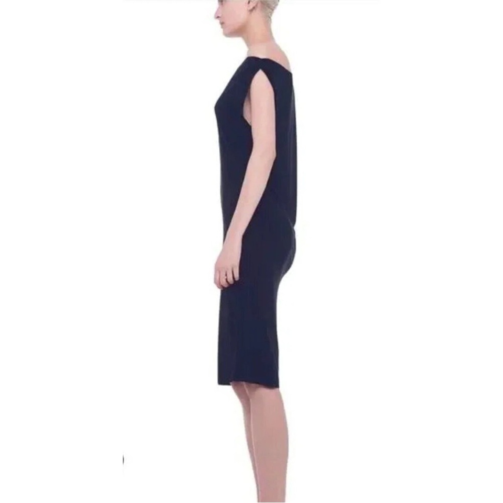 Norma Kamali Drop Asymmetric Shoulder A-line Long Navy Dress Size Medium - Picture 5 of 12